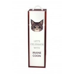 Celebremos con Maine Coon. Una caja de vino con el lindo gato Art-Dog