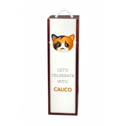 Célébrons avec le Calico. Une boîte à vin avec le joli chat Art-Dog