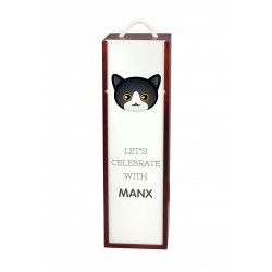 Célébrons avec le Manx. Une boîte à vin avec le joli chat Art-Dog