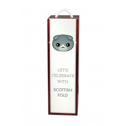 Celebremos con Scottish Fold. Una caja de vino con el lindo gato Art-Dog