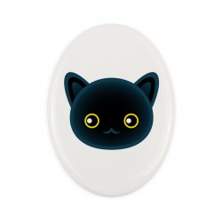 Ceramiczna płytka nagrobna z kotem bombajskim, uroczy kot Art-Dog