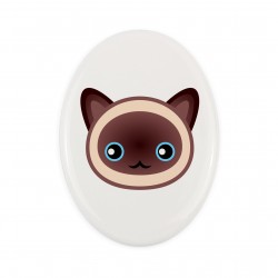 Una lapide in ceramica con un gatto del Siamese. Gatto carino Art-Dog