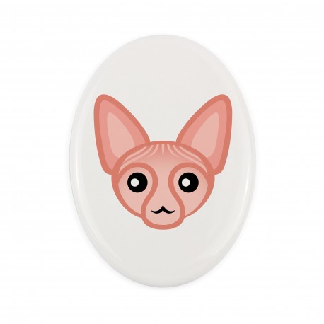 Ein Keramikplatte mit Katze. Eine neue Kollektion mit der niedlichen Art-Dog-Katze
