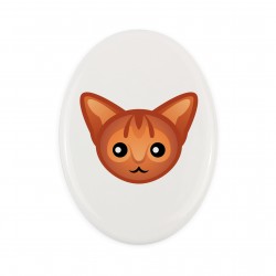 Una lapide in ceramica con un gatto del Abissino. Gatto carino Art-Dog