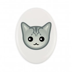 Una lapide in ceramica con un gatto del Burmilla. Gatto carino Art-Dog