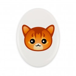 Una lapide in ceramica con un gatto del Somalo. Gatto carino Art-Dog