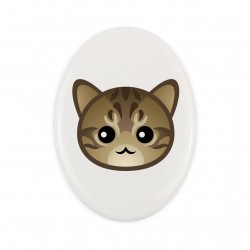 Una placa de cerámica con un gato de Dragon Li. Art-Dog cute cat