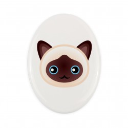Un plato de cerámica con gato. Una nueva colección con el lindo gato Art-dog