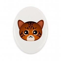 Una placa de cerámica con un gato de Toyger. Art-Dog cute cat
