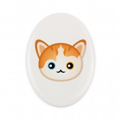 Una lapide in ceramica con un gatto del Turco Van. Gatto carino Art-Dog