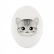 Una lapide in ceramica con un gatto del American shorthair. Gatto carino Art-Dog