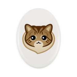 Una lapide in ceramica con un gatto del Gatto siberiano. Gatto carino Art-Dog