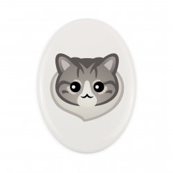 Una placa de cerámica con un gato de Bosque de Noruega. Art-Dog cute cat