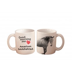Americano da sella - una tazza con un cavallo. "Good morning and love ...". Di alta qualità tazza di ceramica.
