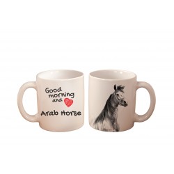 Caballo árabe - una taza con un caballo. "Good morning and love...". Alta calidad taza de cerámica.