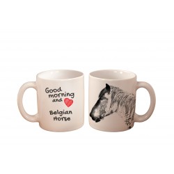 Caballo Belga - una taza con un caballo. "Good morning and love...". Alta calidad taza de cerámica.