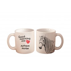 Azteca - una tazza con un cavallo. "Good morning and love ...". Di alta qualità tazza di ceramica.