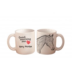 Bai - une tasse avec un cheval. "Good morning and love". De haute qualité tasse en céramique.
