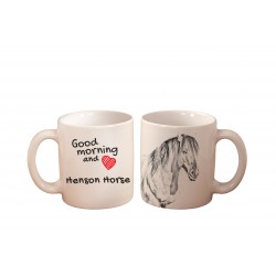 Mug with a horse Good morning and love Henson. High quality ceramic mug.