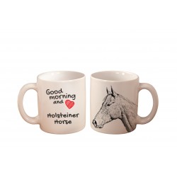 Holsteiner - una taza con un caballo. "Good morning and love...". Alta calidad taza de cerámica.