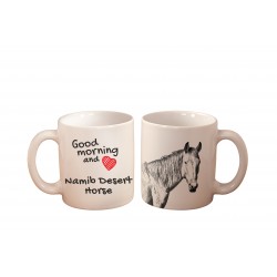 Namib Desert Horse - kubek z wizerunkiem konia i napisem "Good morning and love...". Wysokiej jakości kubek ceramiczny.