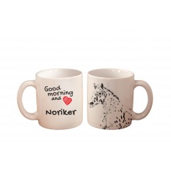 Noriker - kubek z wizerunkiem konia i napisem "Good morning and love...". Wysokiej jakości kubek ceramiczny.