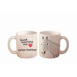 Mug with a horse Good morning and love Orlov Trotter. High quality ceramic mug.