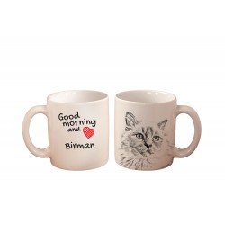 Gatto sacro di Birmania - una tazza con un gatto. "Good morning and love ...". Di alta qualità tazza di ceramica.