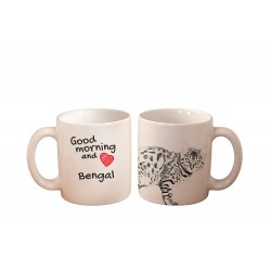 Bengala - una tazza con un gatto. "Good morning and love ...". Di alta qualità tazza di ceramica.