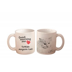 Mug with a cat. "Good morning and love ...". High quality ceramic mug.