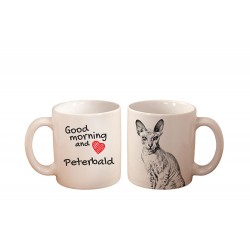 Peterbald - kubek z wizerunkiem kota i napisem "Good morning and love...". Wysokiej jakości kubek ceramiczny.