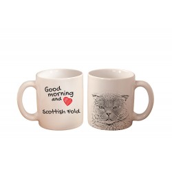 Scottish Fold - una taza con un gato. "Good morning and love...". Alta calidad taza de cerámica.