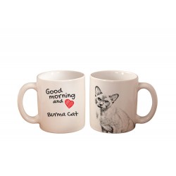 Burmés - una taza con un gato. "Good morning and love...". Alta calidad taza de cerámica.