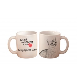 Kot singapurski - kubek z wizerunkiem kota i napisem "Good morning and love...". Wysokiej jakości kubek ceramiczny.