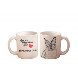 Kot tonkijski - kubek z wizerunkiem kota i napisem "Good morning and love...". Wysokiej jakości kubek ceramiczny.