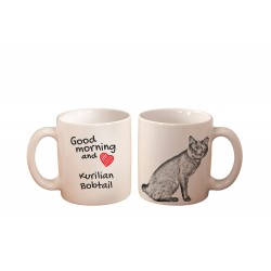 Mug with a cat Good morning and love Kurilian Bobtail. High quality ceramic mug.