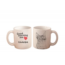 Chausie - una taza con un gato. "Good morning and love...". Alta calidad taza de cerámica.